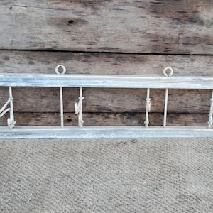 Vintage Handcrafted Wood Coat Rack with Metal Hooks, Hungarian 1930s-1940s Wall Hanger