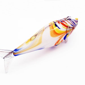 Vintage Huge 22,04" long multicolor Murano style Art Glass Ornamental Fish figurine collectable glass, table decorations for living room