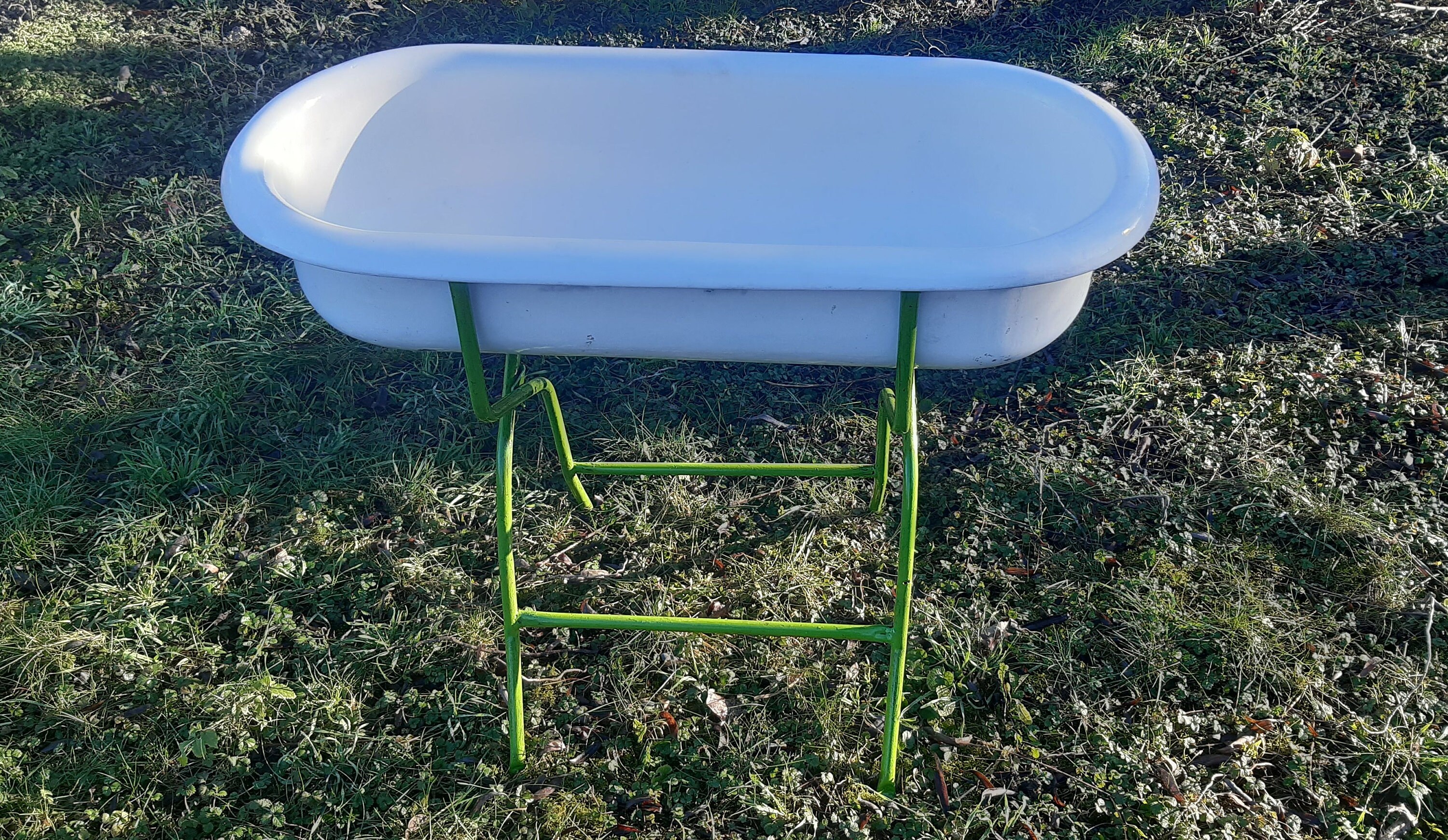 Vintage Bauernhaus Waschbecken Emaille Baby-Badewanne-Ständer | Etsy