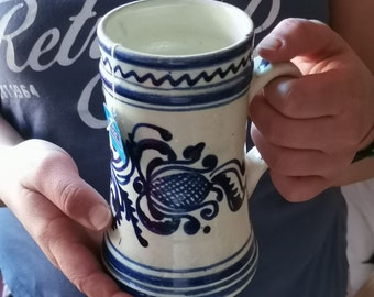 Rustic blue ceramic coffee and tea mug handmade pottery, large ceramic cup, gift for her, gift for him,  mothers day gift, best friend gift