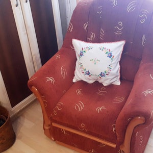Vintage Hand Embroidery Floral pillow cover Kalocsa Hungarian colorful Cotton, Pillowcase to color, Embroidered  pillow case to color