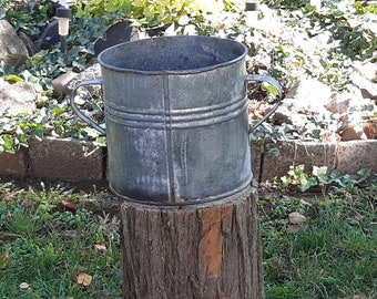 15 litre Vintage Large Galvanized Pail Tub Zinc Planter, Two Handled Pot, Garden Planter, tub for drinks, party tub, galvanized planter pail