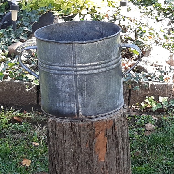 Fioriera in zinco con vasca zincata grande vintage da 15 litri, vaso a due manici, fioriera da giardino, vasca per bevande, vasca per feste, secchio per fioriera zincato