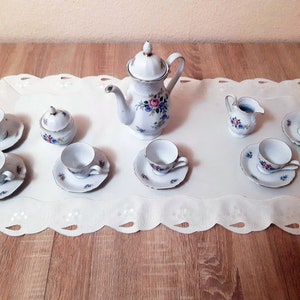 Vintage Set of 17 Bavaria Eschenbach porcelain germany china golden trim coffee pot set, Coffee Tea Dining Set, porcelain tea set