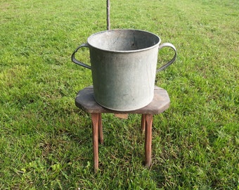 Vintage 10 litre Large Galvanized Pail Tub Zinc Planter, Two Handled Pot, Garden Planter, tub for drinks, party tub, galvanized planter pail