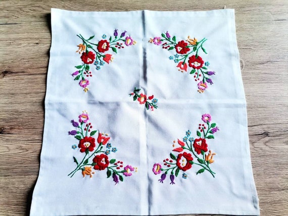 Vintage Hungarian Hand Embroidered Tablecloth, With Colorful