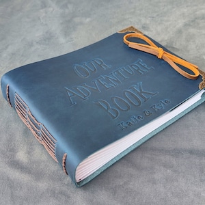 Encuadernado en cuero genuino Nuestro libro de aventuras, Álbum de fotos de álbum de recortes personalizado, Libro de visitas de fotos de boda, Regalo personalizado