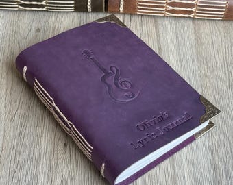 Diario musicale personalizzato, quaderno personalizzato per cantautori, libro in pelle personalizzato per scrivere testi di canzoni