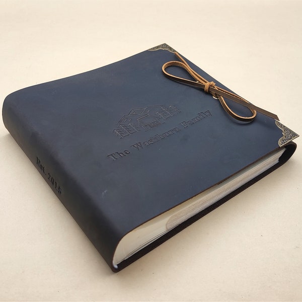 Handmade Leather Photo Album, Personalized Photo Book with Sleeves, For 4x6 or 5x7 Photos