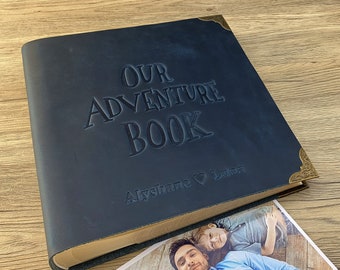 Genuine Leather Photo Scrapbook Album, Personalized Anniversary Gift for Couple, Fantastic Gifts for Her and Him, My Our Adventure Book