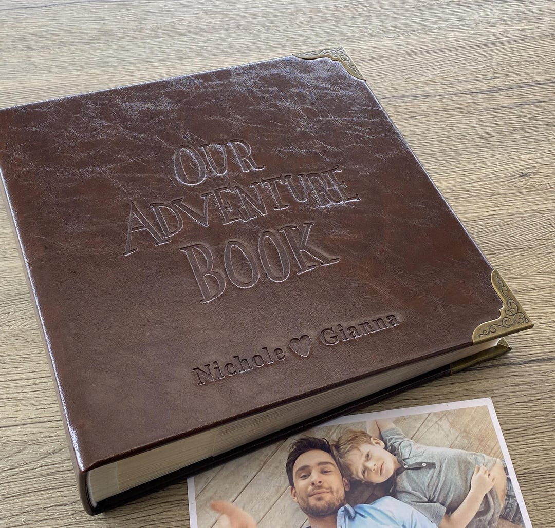 Embossed Our Adventure Book, PU Leather Photo Album, Travel Scrapbook ...