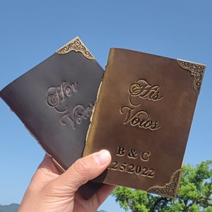 His and Her Vow Books, Personalized Leather Vows Book ,Custom Vows Booklet, Personalized Gifts