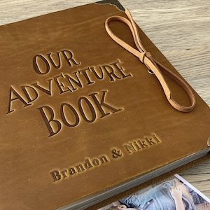 Genuine Leather Photo Album Scrapbook, Personalized Our Adventure Book, Fantastic Gifts for Her and Him, for 100/200/300 4x6 or 5x7 photos