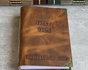 Letters To Dad, Personalized Dear Dad Leather Notebook, Custom Memory Miss You Journal, Loss Of Father Leather Journal, Loss of Dad Sympathy