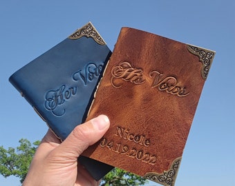 Customize Leather Vow Book, Personlazied Wedding Vow Booklets, Her Vows His Vows, Rustic Wedding Book