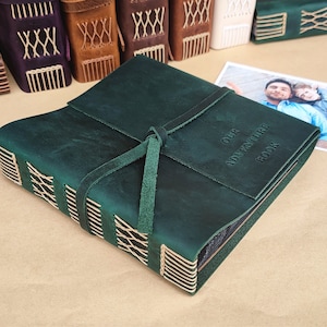 Nasza książka przygód, spersonalizowany album ze zdjęciami z kopertami, skórzany album ślubny na zdjęcia 4x6, prezent rocznicowy dla niego, prezent dla niej