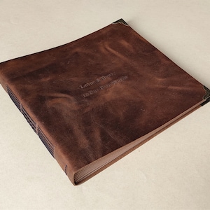 Álbum de recortes de cuero rústico, Álbum de fotos personalizado, Libro de visitas de fotos, Libro de estilo vintage, Libro de cuero retro, Regalo personalizado
