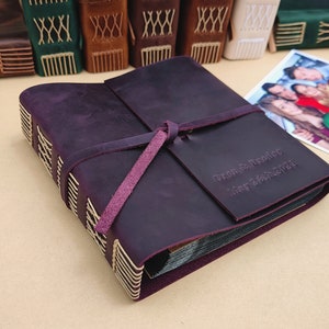 Personalized photo album 4x6- 100 inserts, Genuine leather album with sleeves, Rings Binder Album, Christmas Gift, Personalized Gifts