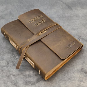 Leather Recipe Book, Personalized Cookbook, Handmade Recipe Journal Notebook