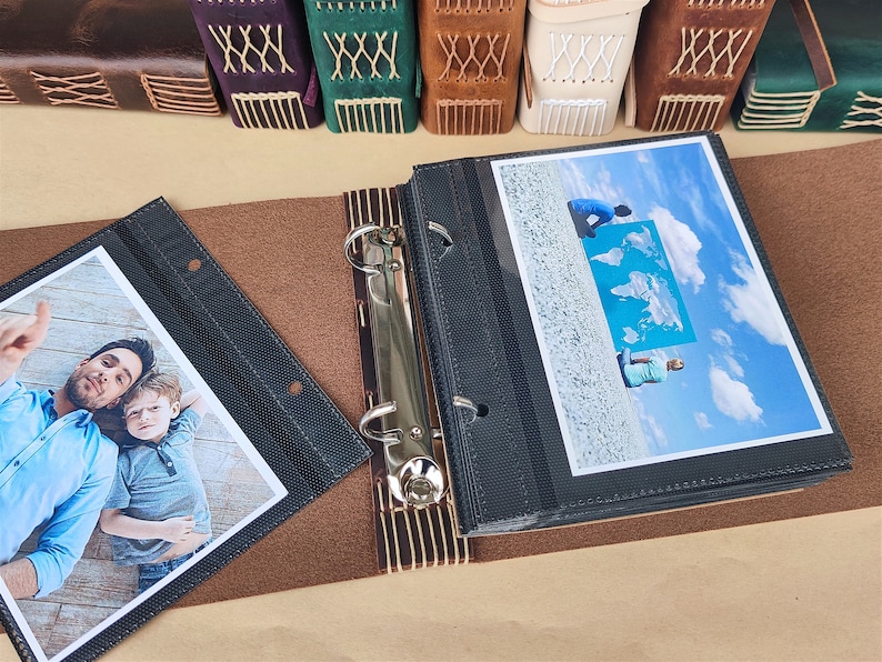 Personalized Photo Album with sleeves, Leather Cover Album for 4x6 photos, Custom Wedding Album, Family Album, Slip in Album, Memories Book image 7