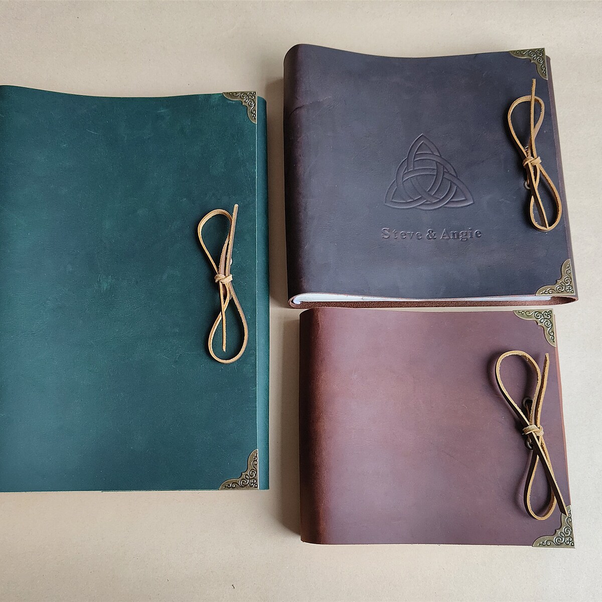 Personalised Leather Photo Album With Sleeves