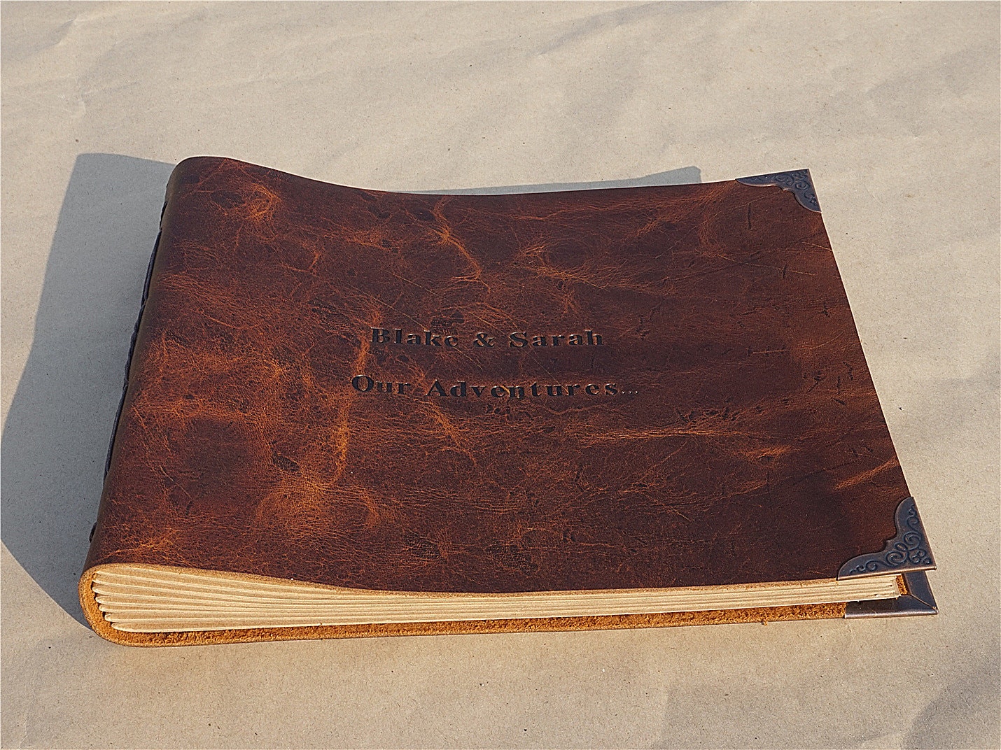 3rd Leather Anniversary Gift Handmade Travel Book Personalized Scrapbook Album PUERTO RICO 1FS Leather Photo Album