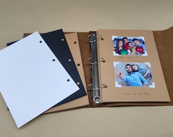 Álbum de recortes de cuero personalizado, carpeta de anillas recargable