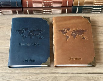 Personalized Journal Notebook,  Genuine leather Travel Journal, Custom Gift for him and her