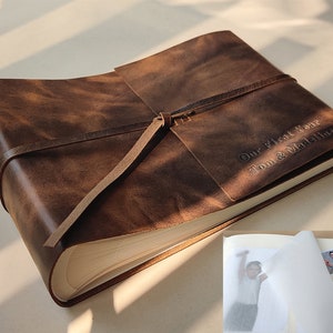 Leather Photo Album with glassine interleaf, Personalized Scrapbook Album, Anniversary Gifts, Birthday Gift, For him, For her, Husband, Wife