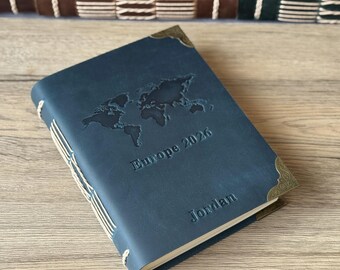 Leather Journal Notebook, Personalised Adventure Travel Journal, Birthday Gift for Him