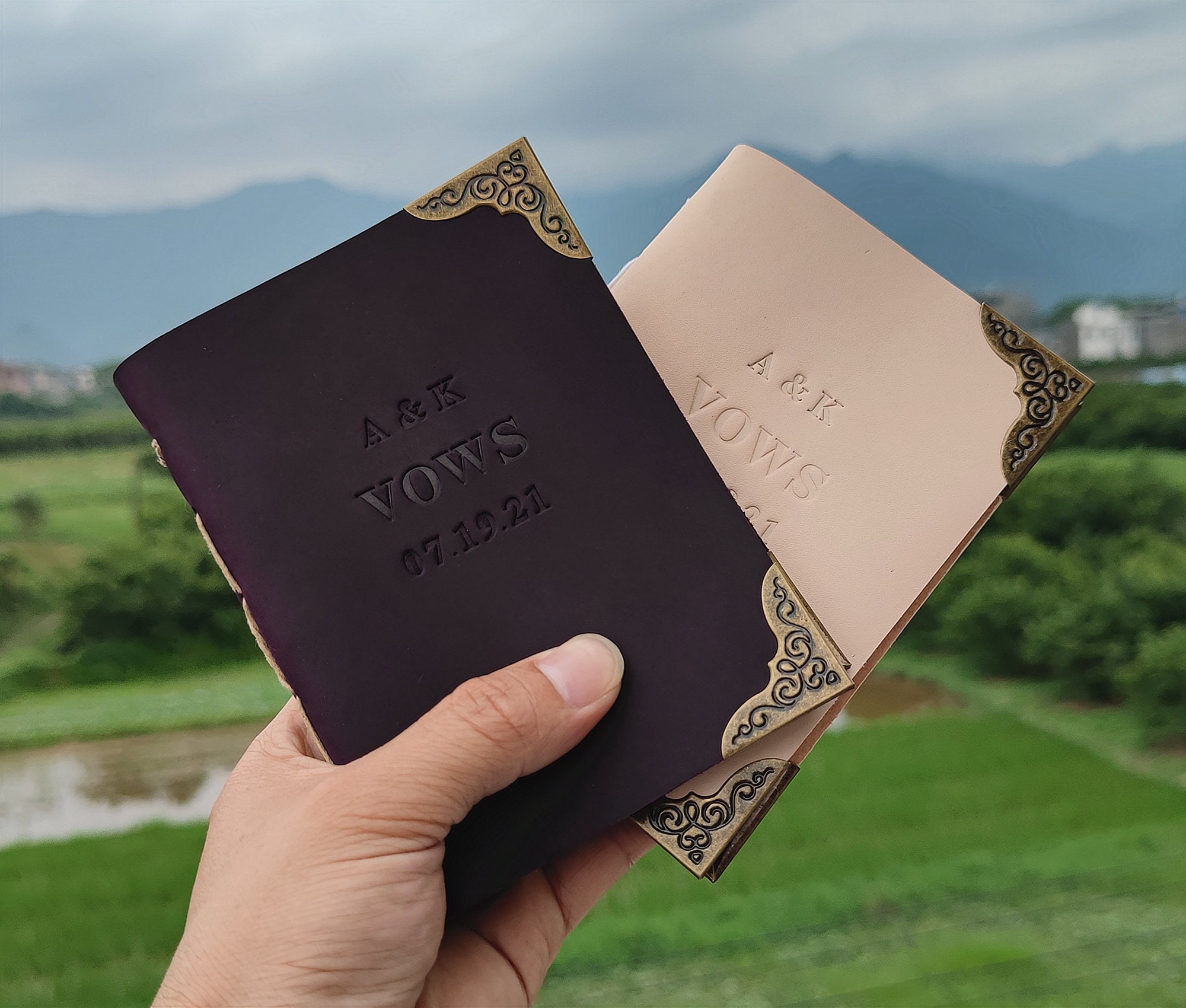 Personalized Leather Wedding Vow Books