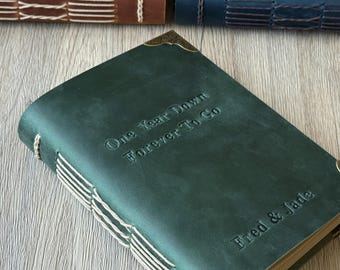 Personalized Leather Journal Notebook, One year anniversary gift for him and her