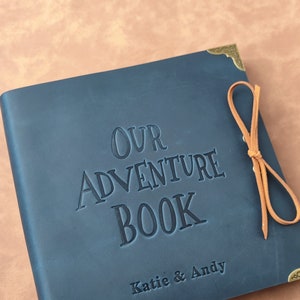 Personalized Leather Photo Album, Wedding Album with Sleeves, Custom Our Adventure Book image 2