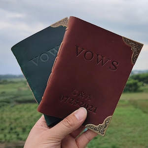 Wedding Vow Books set of 2, Personalized Leather Bound Booklet, His and Her Vows Book, Wedding Gift