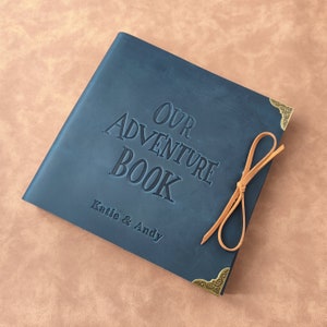 Personalized Leather Photo Album, Wedding Album with Sleeves, Custom Our Adventure Book image 3