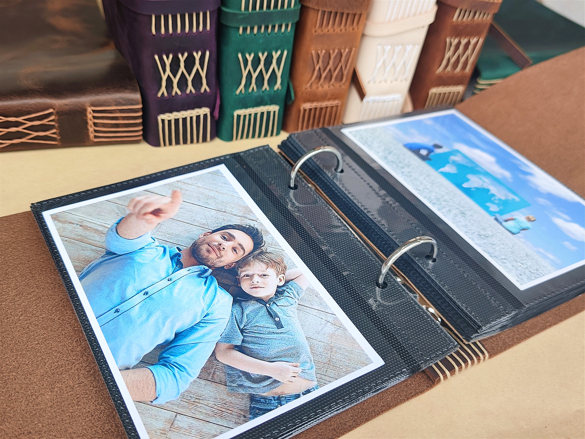 Photo Albums Magnetic 3-Ring with 100 Pages, Holds 5 x 7 Photos, Navy  Blue Color