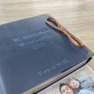 Leather Photo Album with Sleeves, Custom Slip in Album for 100/200/300 4x6 Photos, Personalized Gift for Him for Her
