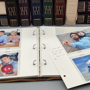 Há capas de álbum de fotos para fichário, recarga de páginas de fotos, capas de fotos 4x6 para nosso álbum, 10 folhas