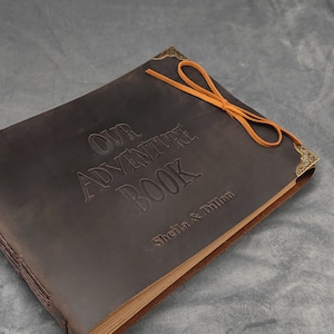 Personalized Leather Scrapbook Photo Album, Our Adventure Book