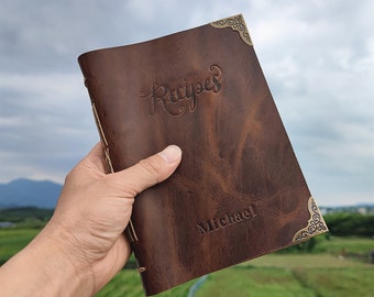 Personalisiertes Lederrezeptbuch, individuell geprägtes Journal
