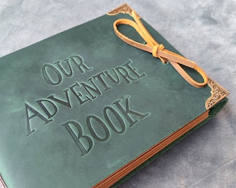 Ons avonturenboek, plakboek fotoalbum van echt leer, gepersonaliseerd jubileumcadeau voor stel, fantastische cadeaus voor haar en hem