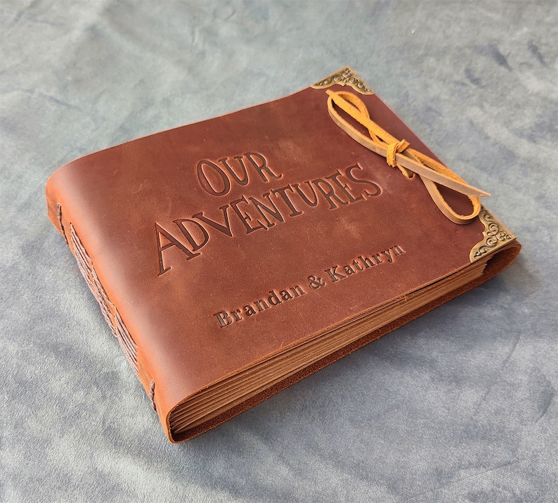 Our Adventure Book, Genuine Leather Photo Album Scrapbook, Personalized Anniversary Gift for Couple, Fantastic Gifts for Her and Him image 5