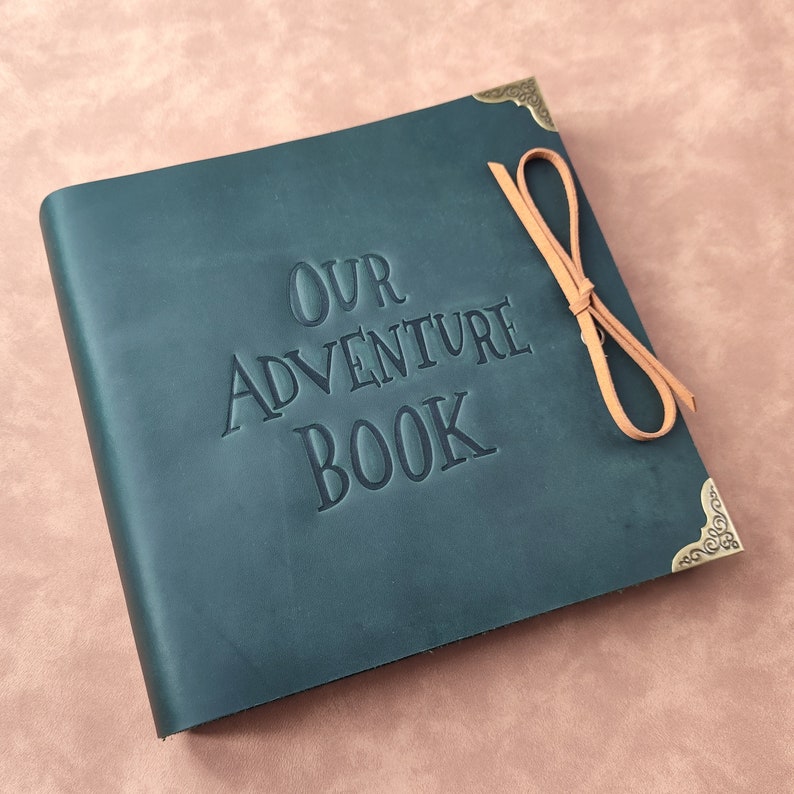 Our Adventure Book, Personalized Leather Photo Album, Slip in Scrapbook Album, Travel Album, Wedding Photo Album for 4x6 or 5x7 photos image 5