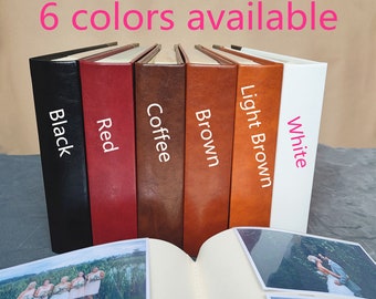 Personalised Photo Album with sleeves, Hardcover leatherette Album, Handmade slip in Photo book for 4x6 or 5x7 photos, Capacity 100/200/300