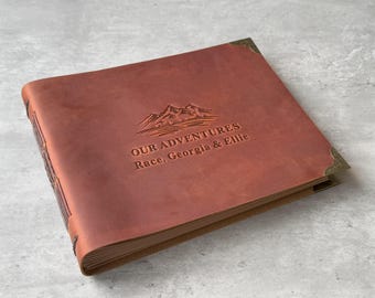 Álbum de fotos de cuero personalizado, álbum de recortes hecho a mano, regalo de aniversario de bodas