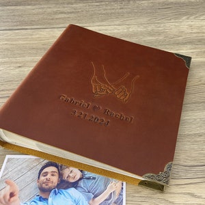 Personalized Wedding Photo Album Custom Scrapbook Album as Gift for Couple Genuine Leather Book Personalized  Gifts for him and her