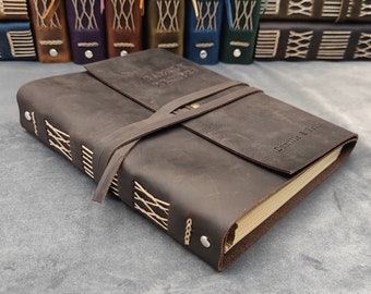 Personalized Leather Recipe Book Binder, Family Cookbook Journal