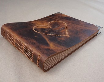 Custom Leather Wedding Guest Book, Scrapbook Album, Photo Album, Personalized Anniversary Gift, Gift For Him, Git For Her