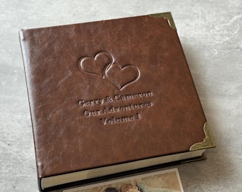 Hardcover Photo Album, Hearts Scrapbook, Personalized Anniversary Gift for Couple, Gifts for Him Her
