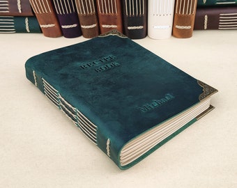 Personalized Genuine Leather Recipe Book, Embossed Family Recipes